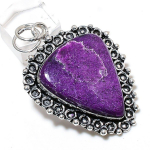 Natural Purpurite Gemstone Handmade 925 Sterling Silver Gift Pendant 2.29 g6r54