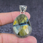 Natural Labradorite Gemstone Handmade 925 Sterling Silver Pendant 2.17 c9c81