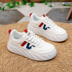 Naiste vabaaja platvormiga tossud, libisemisvastased paelad, paksud spordijalatsid Jooksutennisejalatsid Moodsad PU-nahast hingavad tossud naistele 35 valge