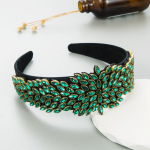 Juuksepael Retrobarokkne raskest klaasist juuksekaunistus laia servaga naiste peapael OneSize roheline