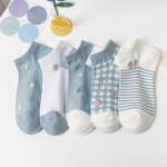 5 paari naiste kevadsuvised uued l&uuml;hikesed puuvillased sokid Jaapani armsad vabaaja multifilmi paarissokid 5Pairs