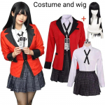 Anime Kakegurui Jabami Yumeko Cosplay Kost&uuml;&uuml;m Halloween Sayaka Kompulsiivne M&auml;ngur Jaapani Koolit&uuml;drukud JK &Uuml;htne Halloween Cos L-(Costume+Wig)