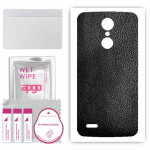 apgo Protective Skin Sticker for the back compatible with LG K8 (2017), Wrap Film, Foil, Vinyl - Pattern Black Leather