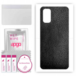 apgo Protective Skin Sticker for the back compatible with Realme 7 5G, Wrap Film, Foil, Vinyl - Pattern Black Leather