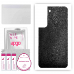 apgo Protective Skin Sticker for the back compatible with Samsung Galaxy S22, Wrap Film, Foil, Vinyl - Pattern Black Leather