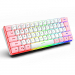 Juhtmega m&auml;nguklaviatuur Arvutiklaviatuurid 61 klahvi Taustavalgustusega Ergonoomiline USB arvutile S&uuml;learvuti Eemaldatav kaabel Kontoritarvikud 61 Keys roosa