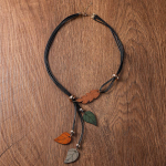 Boheemlaste etnilise puidust lehtedest ripatsid kaelakee Vintage k&auml;sitsi valmistatud retro Statement kaelakee naistele igap&auml;evaseks kandmiseks moeehted