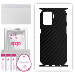 apgo Protective Skin Sticker for the back+sides compatible with Oppo Reno 5 Lite, Full Wrap Film, Foil, Vinyl - Pattern Carbon Black