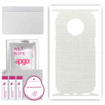 apgo Protective Skin Sticker for the back+sides compatible with OnePlus 7T, Full Wrap Film, Foil, Vinyl - Pattern White Fabric