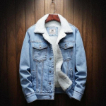 Meeste Mood Denim Jakk Talvine Soe Villane Denim Jakk Mood Meeste Denim Jakk XS-6XL M helesinine v&auml;rv