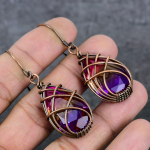Natural Bi-Color Tourmaline Copper Wire Wrap Gift Jewelry Earring 2.40 w1p43