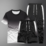 Lipsuv&auml;rvi gradient vabaaja spordikomplekt meeste suvine l&uuml;hikeste varrukatega kolmeosaline komplekt XXXXL must