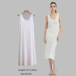 Suures suuruses t&auml;islibisevad kleidid naistele &Otilde;huke &otilde;mbluseta j&auml;&auml;siidist suvine alusseelik-aluskleit varrukateta sisevesti kleit 5XL 2XL Weight(60-65kg)