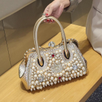 Luksuslik moebr&auml;nd Pearl naiste k&auml;ekott Uus nahast teemant Shoudler Crossbody &otilde;htukott Kaasaskantavad rhinestone lukukotid kuld