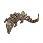 Liigendatud krokodilli kujuke, mitme liigendiga liikuv sulam loomafiguur mudel kuju skulptuur lauaarvuti raamaturiiul kaunistus ornament festivali kingitus kuldne