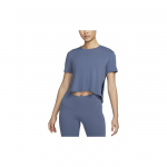 Nike Jooga Dri-Fit K&uuml;ljelt l&otilde;ikega &uuml;mmarguse kaelusega l&uuml;hikeste varrukatega t-s&auml;rk Naiste topid Sinakashall DM7026-491 S