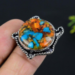 Spiny Oyster Gemstone Handmade 925 Sterling Silver Jewelry Ring Size 6 v5f27