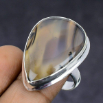 Montana Agate Gemstone 925 Sterling Silver gift Jewelry Ring Size 8.5 q6W06