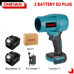 OENVAN 2000W harjadeta elektriline &otilde;hupuhur 200M/S juhtmeta turbo&otilde;hupuhur tolmu lume p&uuml;hkimiseks elektrit&ouml;&ouml;riist Makitale 18V akule 2 Battery-EU