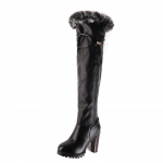 Naiste k&otilde;rge kontsaga saapad s&uuml;giseks ja talveks, &uuml;hev&auml;rvilised, paksu kontsaga, pluss suuruses k&uuml;&uuml;likukarvast saapad 34 must