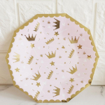 Roosad Kroon Paberist Tassid Taldrikud Salvr&auml;tikud Lossi Luigega &Uuml;hekordselt Kasutatavad K&uuml;mmenurksed Paberist Lauan&otilde;ud Peo Koogitaldrik Tassid Pulmad S&uuml;nnip&auml;ev Banketi Dekoratsioon 7 inches plates