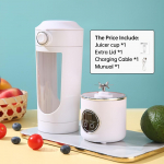 Kaasaskantav USB-laetav segisti LED-ekraaniga &ndash; kompaktne 18,6 untsi tsitrusemahlapress, 700 ml mahutavus, ideaalne smuutide ja kokteilide jaoks, kahe kaanega disain valge