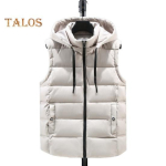 Puuvillane unisex vest kapuutsiga krae pingutusn&ouml;&ouml;r varrukateta t&otilde;mblukuga plekist taskutega vestimantel &Uuml;hev&auml;rviline paksendatud soe vest jakk XXL valge