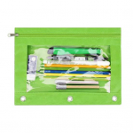 Suure mahutavusega pliiatsi&uuml;mbris 3 r&otilde;ngask&ouml;itja l&auml;bipaistva akna disain T&otilde;mblukuga suletav pliiatsi hoiukott roosa