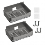 2 tk Seinale kinnitatav du&scaron;i seebialus, tugev kandev&otilde;imega &otilde;&otilde;nes disain, lihtne paigaldus vannitoa seebihoidja alus valge