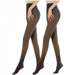2TK Collant Chaud Femme Hiver Extensibles Translucide Epais Polaire Haute Thermique en Plein Air [300g (-5-10 ℃),Noir(Pied Plein)]