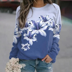 Harajuku Uus 3D V&auml;rvilised Lilled Printimine Pusad Naiste Mood T&auml;navar&otilde;ivad Pulloverid Talvised T&uuml;drukud Lillelised graafilised riided Top XL