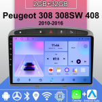 Android Carplay autoraadio Peugeot 308 308SW 408 2010-2016 multimeediumipleieri peakomplekt Stereo GPS-navigatsioon BT WIFI 2+32GB 2+32GB hall