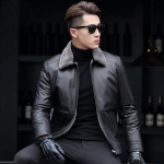 Nahkjakk L&uuml;hike Mood Vedur Nahkjakk Rev&auml;&auml;r Slim Fit Paksustatud Jakk M must