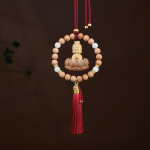 Nikerdatud Lotus Buddha auto ripats auto tahavaatepeegel t&auml;ispuidust Bodhi tutt kujukeste rippuv kujundus Auto interj&ouml;&ouml;r &otilde;nnelikud kaunistused