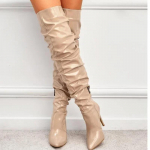 &Uuml;le p&otilde;lve saapad Naiste Moodne terava ninaga must k&uuml;lgt&otilde;mblukk &Otilde;hukesed k&otilde;rged kontsad Naiste l&auml;ikivad plisseeritud k&otilde;rge kontsaga Botas 2024 35 aprikoosi