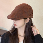 Barett s&uuml;gis ja talv teeb vana ettepoole suunatud m&uuml;tsi h&otilde;&otilde;ruda v&auml;rvi&otilde;mblusega retro ettepoole suunatud m&uuml;tsi naiste trendi mood pardikeelega m&uuml;ts M（56-58cm） punane