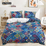 Bohemian voodipesukomplekt Boho lillede tekikott Eksootilise rahvusega padjap&uuml;&uuml;rid kuninganna kuninganna naistele Paari magamistoa kaunistused EU single(135x200cm)