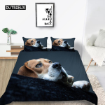 Loomakoera Voodipesukomplektid 3D Armas Koera Mood Tekikate Kuninganna Kuningas Twin Armas Lemmikloomakoer Lastele T&auml;iskasvanutele Laste Toa Kaunistus EU single(135x200cm) black