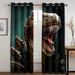 Luksuslikud Fly Dragon Dinosaur lahedad m&auml;ngu aknakardinad elutoale magamistoale vannitoale, k&ouml;&ouml;giuksele, kodukaunistused, 2 t&uuml;kki W50 X H130(CM)X2&Hook