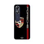 Coque Oppo A17 PORSCHE logo rouge et dor&eacute;e fond noir Maniacase