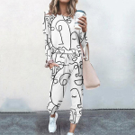 Vabaaja &uuml;likonnad Naiste &uuml;likonnad, pikkade varrukatega ja pulloveriga dressid naistele vabaaja kaheosalised p&uuml;ksid ja &uuml;lemine dressi&uuml;likond, elastne v&ouml;&ouml;&uuml;likond Naiste &uuml;likonnad XXL valge