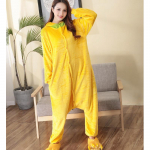Naiste armsad s&uuml;gistalvised soojad koduriided Multifilmid Animal Onesie Naiste kapuutsiga flanellist anime-sohvar&otilde;ivad S kollane
