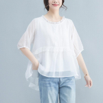 Naiste Pluss Suurus Pluus Vintage N&auml;ita &Otilde;huke T-s&auml;rk Vabaaja Topid L&otilde;dvalt Suvine L&uuml;hikese Varrukaga Tees Pits &Uuml;hev&auml;rviline Elegantne Daami Top One Size valge