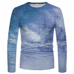 V&auml;rviplokk 3D Prindiga Meeste T-s&auml;rgid Kevadsuvi Imitatsiooniga pol&uuml;ester lahtise &uuml;mara kaelusega pikkade varrukatega vabaaja topid Oversized T-s&auml;rk S