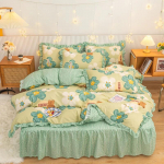 Romantiline Armastuse S&uuml;da Tekikott Kawaii Punane S&uuml;damekujuline Voodipesukomplekt- 1 P&ouml;&ouml;ratav Tekikott + 1 Ruuduline Voodiseelik + 2 Padjap&uuml;&uuml;ri 150x200cm 4pcs set