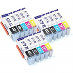 Cartouches d'encre - TONERMEDIA - PGI 570 CLI 571 XL - Compatible Canon - Pack de 15 - Multi-couleurs