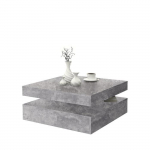 Table basse carr&eacute;e pivotante - Panneau de particules - D&eacute;cor b&eacute;ton gris clair - Classique - L 78 x P 78 x H 35,4 cm - COFFEE