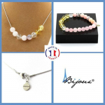 Pierres et Min&eacute;raux. Parure Bracelet Collier Perles Opale Rose + Quartz rose + Citrine + Taille personnalisable.