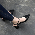 Uus stiil teravaotsalised k&otilde;rged kontsad &uuml;hes&otilde;nalise pandlaga paksu kontsaga sandaalid Moodsad ja mitmek&uuml;lgsed naistekingad 34 must