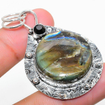 Labradorite, Spinel 925 Sterling Silver Jewelry Pendant 2.21 g7q31